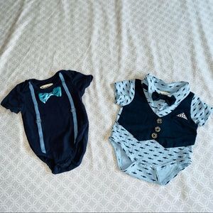 One with vest 0-3, suspenders 3-6 months
